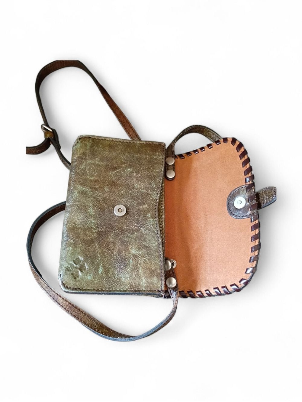 Patricia Nash Brown & Turquoise Torri Crossbody Tooled Leather Purse Bag Western - Picture 3 of 6